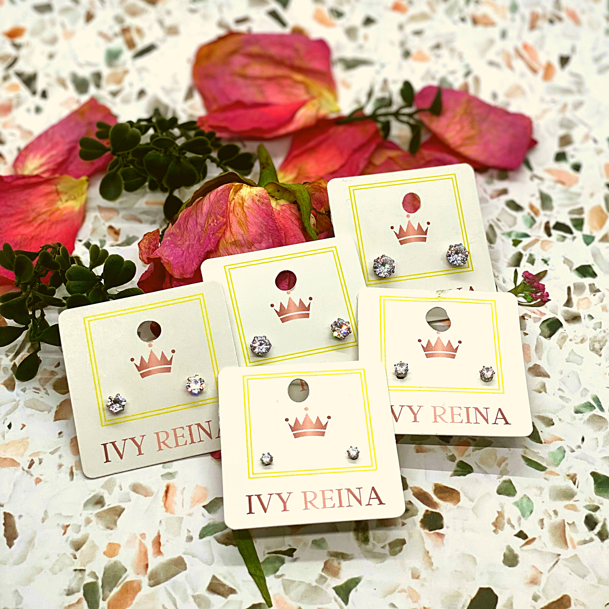 Antique White Round CZ Earrings Earrings