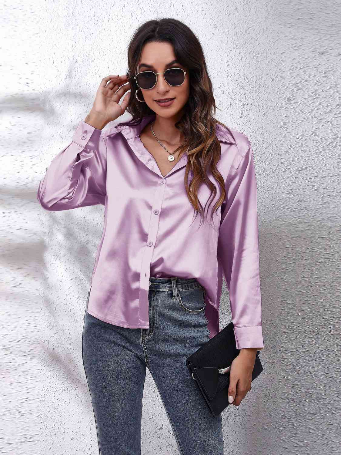 Thistle Renaissance Collared Neck Buttoned Long Sleeve Shirt Long Sleeve Tops