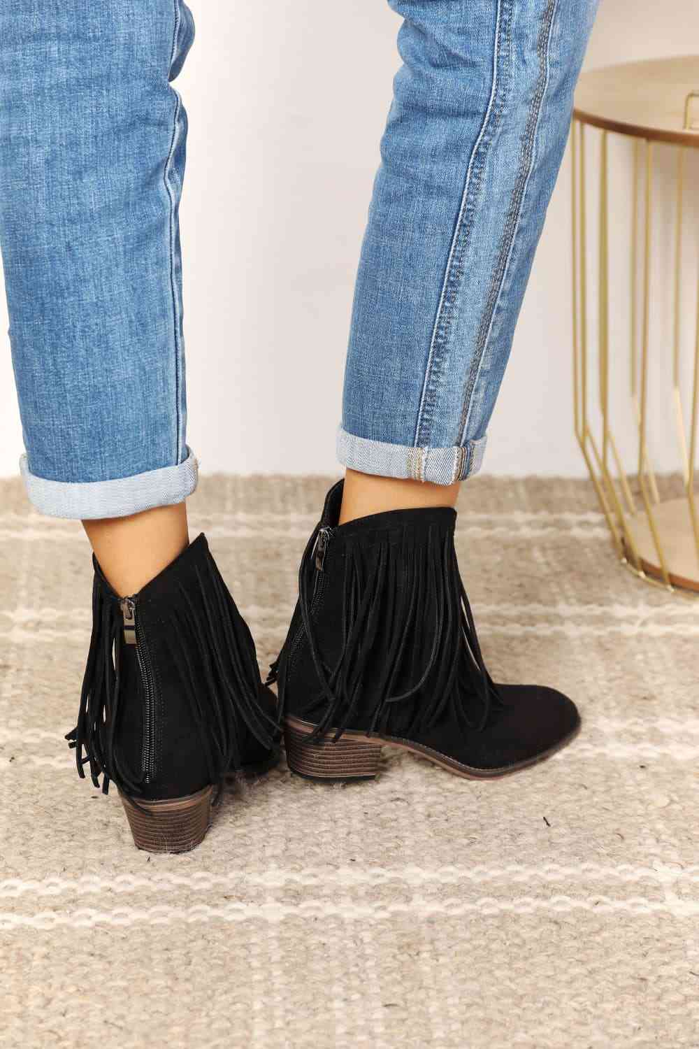 Gray Legend Women's Fringe Cowboy Western Ankle Boots Shoes