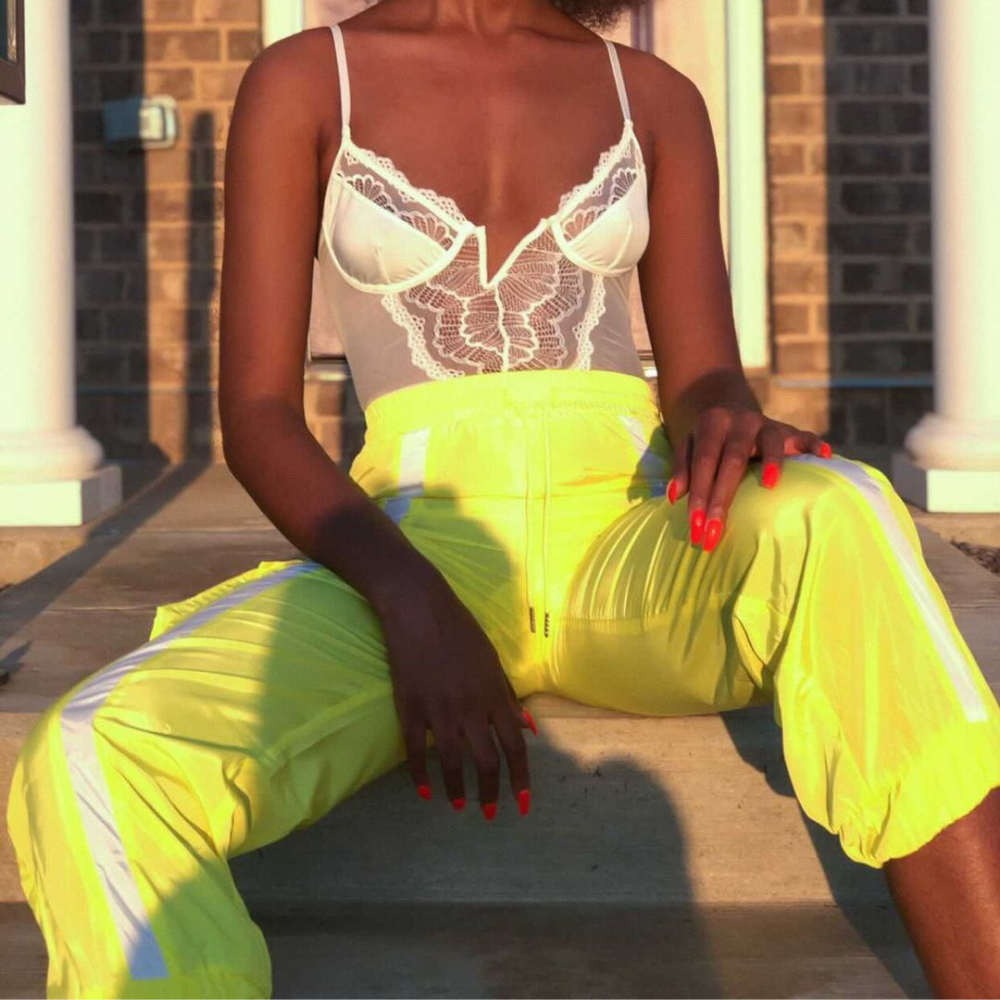 Light Goldenrod Maria Neon Reflective Joggers Pants