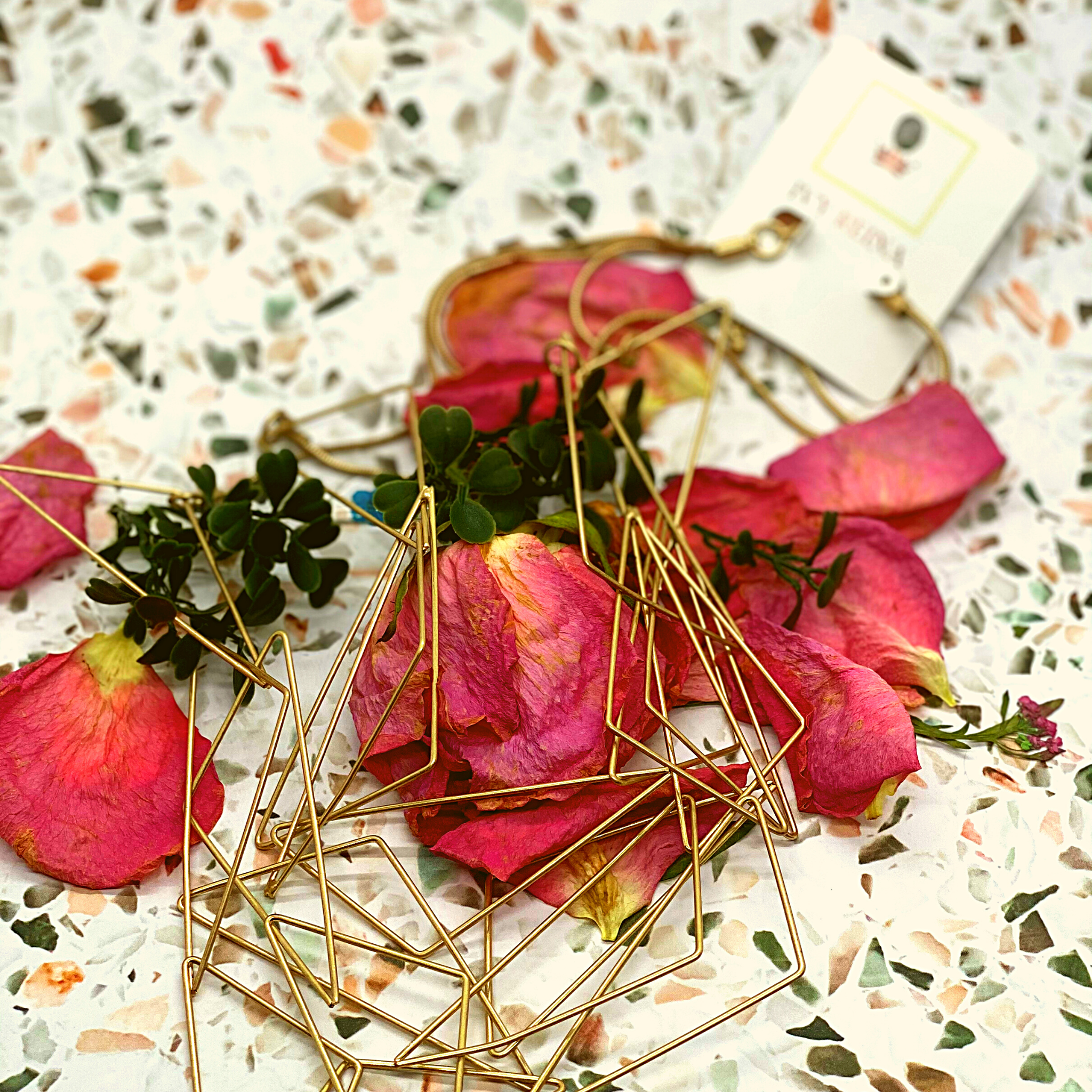 Brown Angie Long Silver Triangle Necklace Necklace