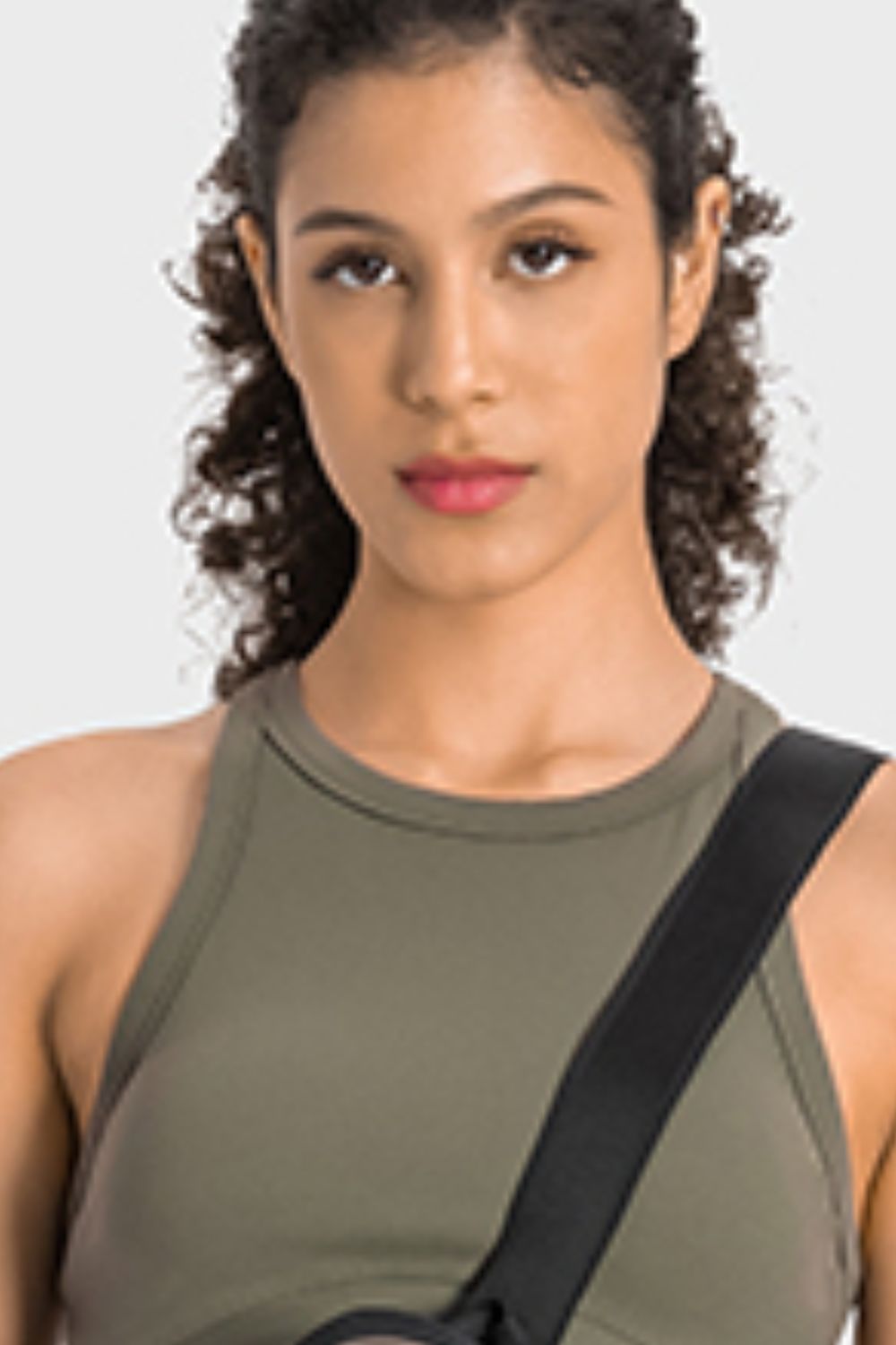 Rosy Brown Girl Power Racerback Cropped Sports Tank activewear