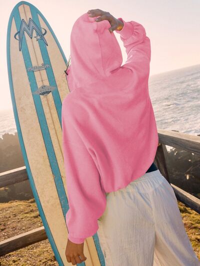 Rosy Brown Half Zip Pocketed Dropped Shoulder Hoodie activewear