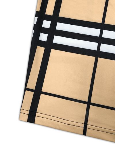 Tan Plus Size Plaid V-Neck Long Sleeve Wrap Dress New Year Looks