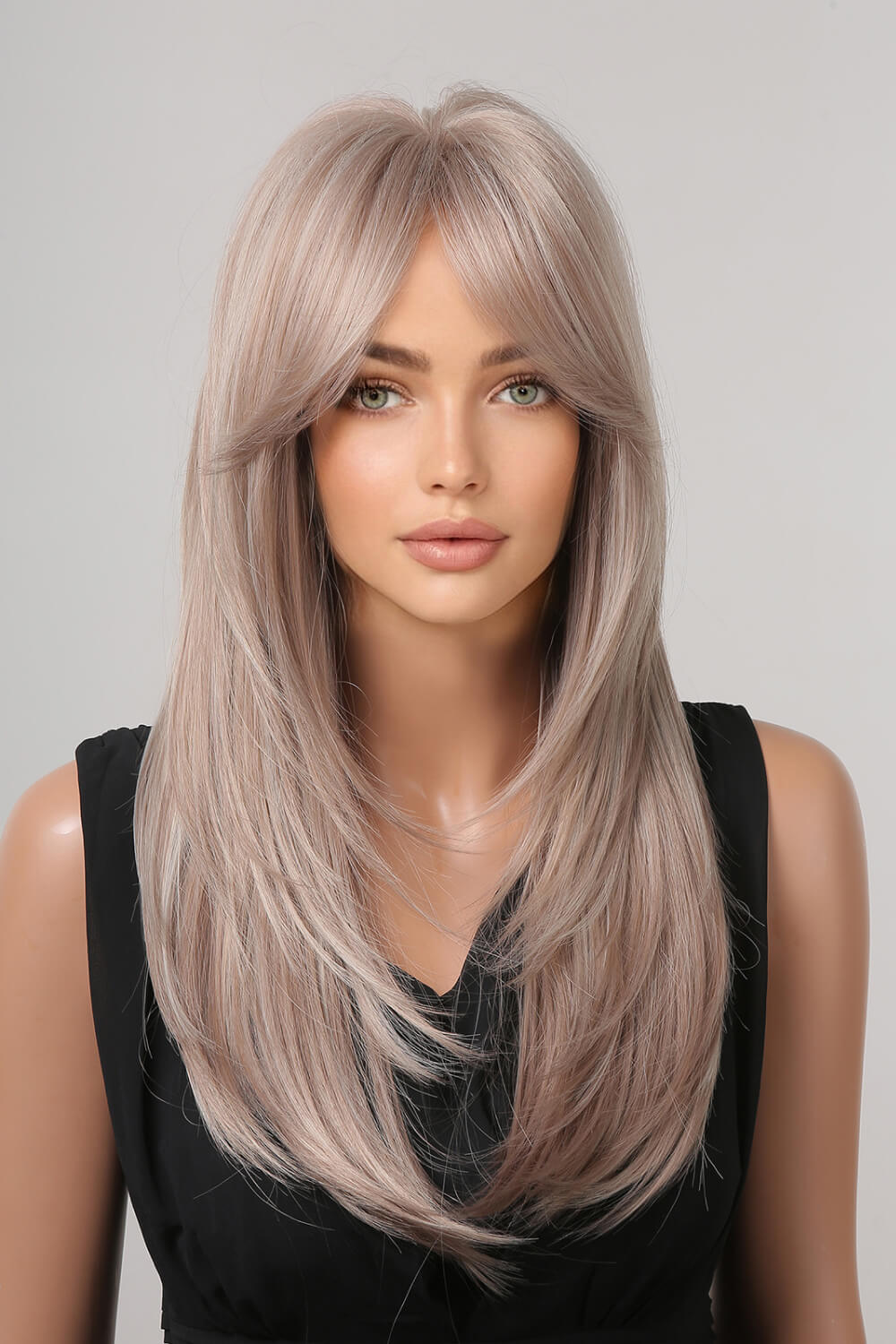 Dark Gray Look Alive 13*1" Full-Machine Wigs Synthetic Long Straight 22" Wigs