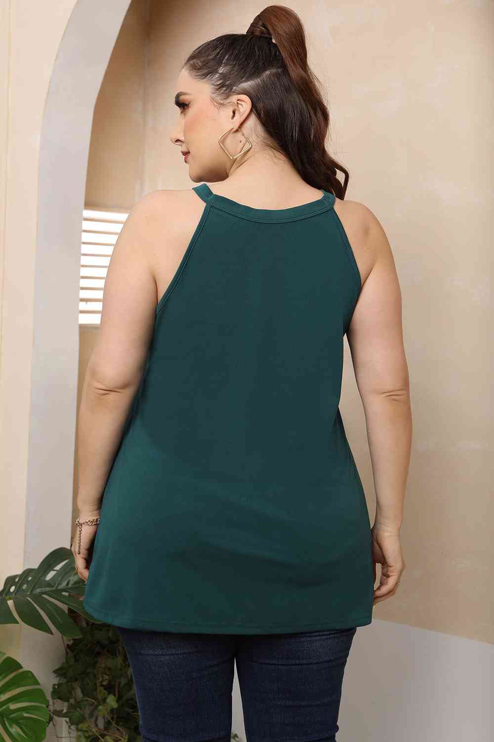 Dark Slate Gray Plus Size Halter Neck Cutout Sleeveless Dress Plus Size Clothes