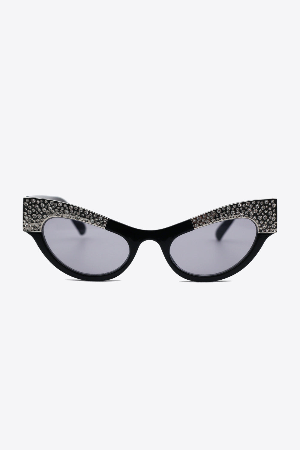 White Smoke UV400 Rhinestone Trim Cat-Eye Sunglasses Sunglasses