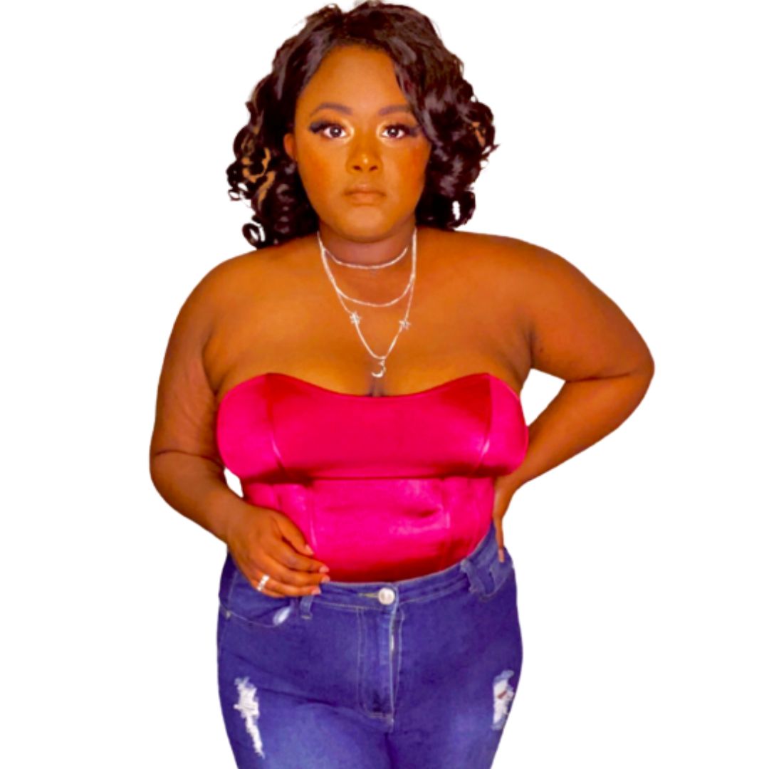 Chocolate Starfire Satin Magenta Corset Crop Top Shirts & Tops