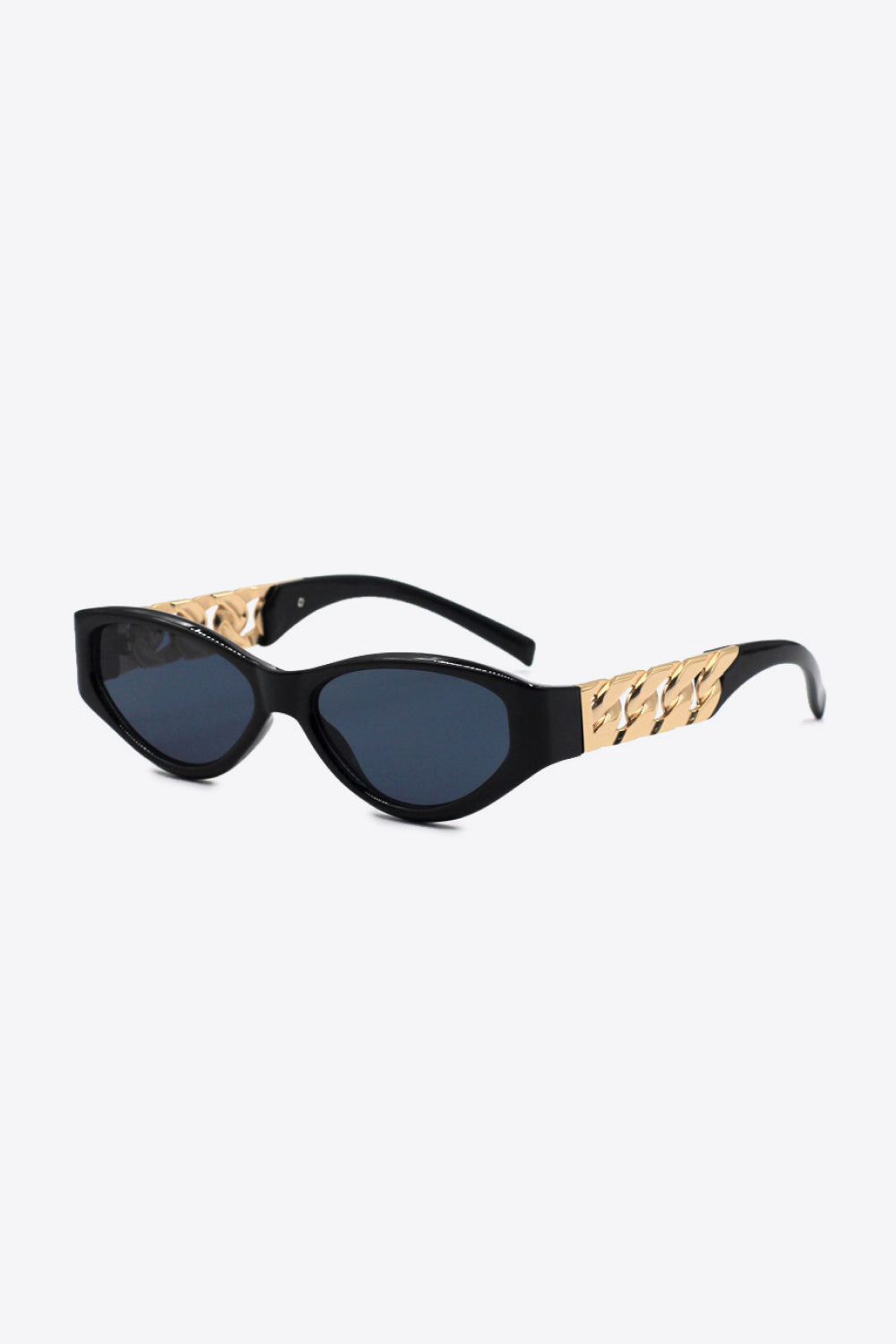 White Smoke Chain Detail Temple Cat Eye Sunglasses Sunglasses