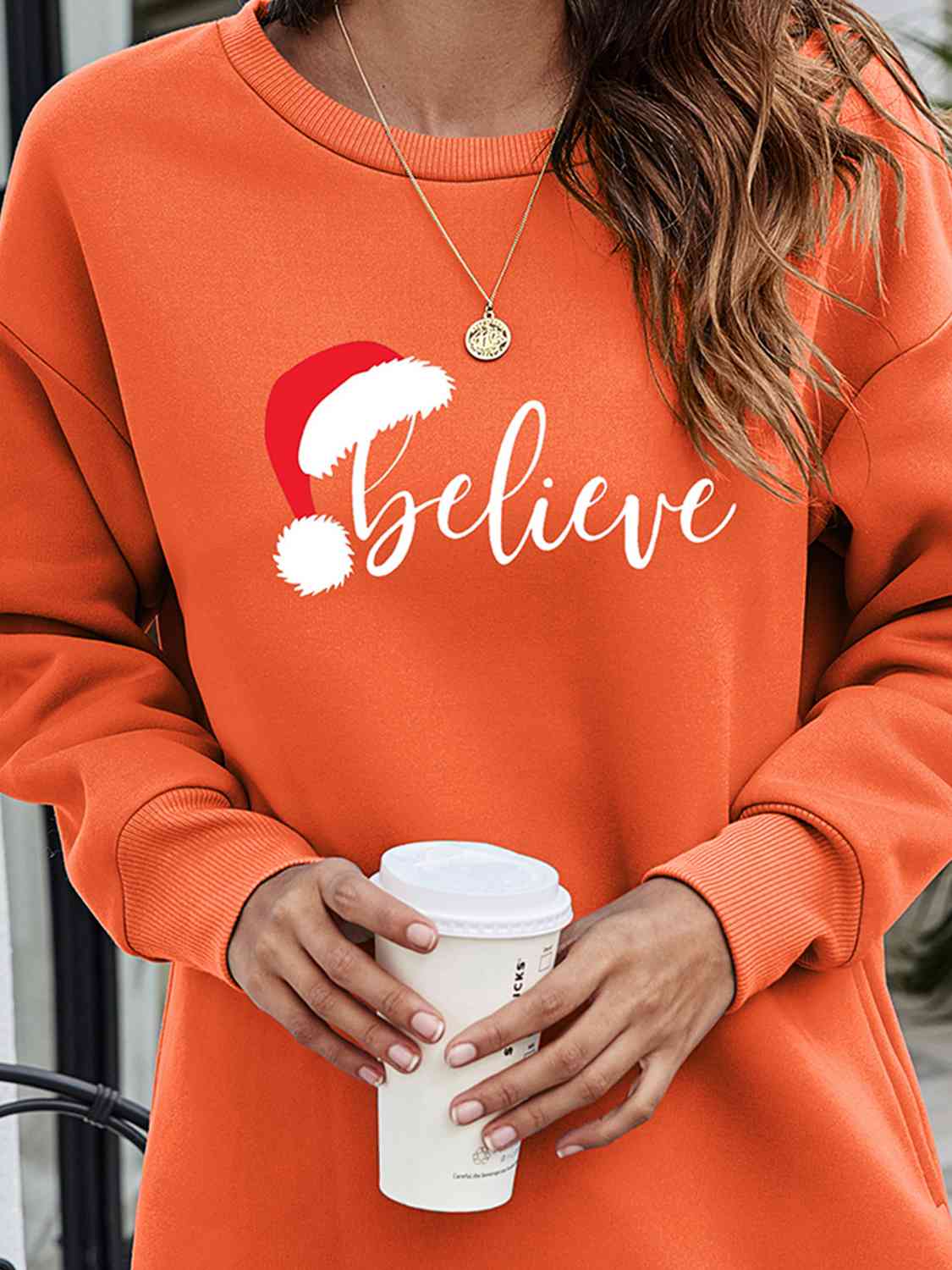 Chocolate BELIEVE Graphic Tunic Sweatshirt Gifts
