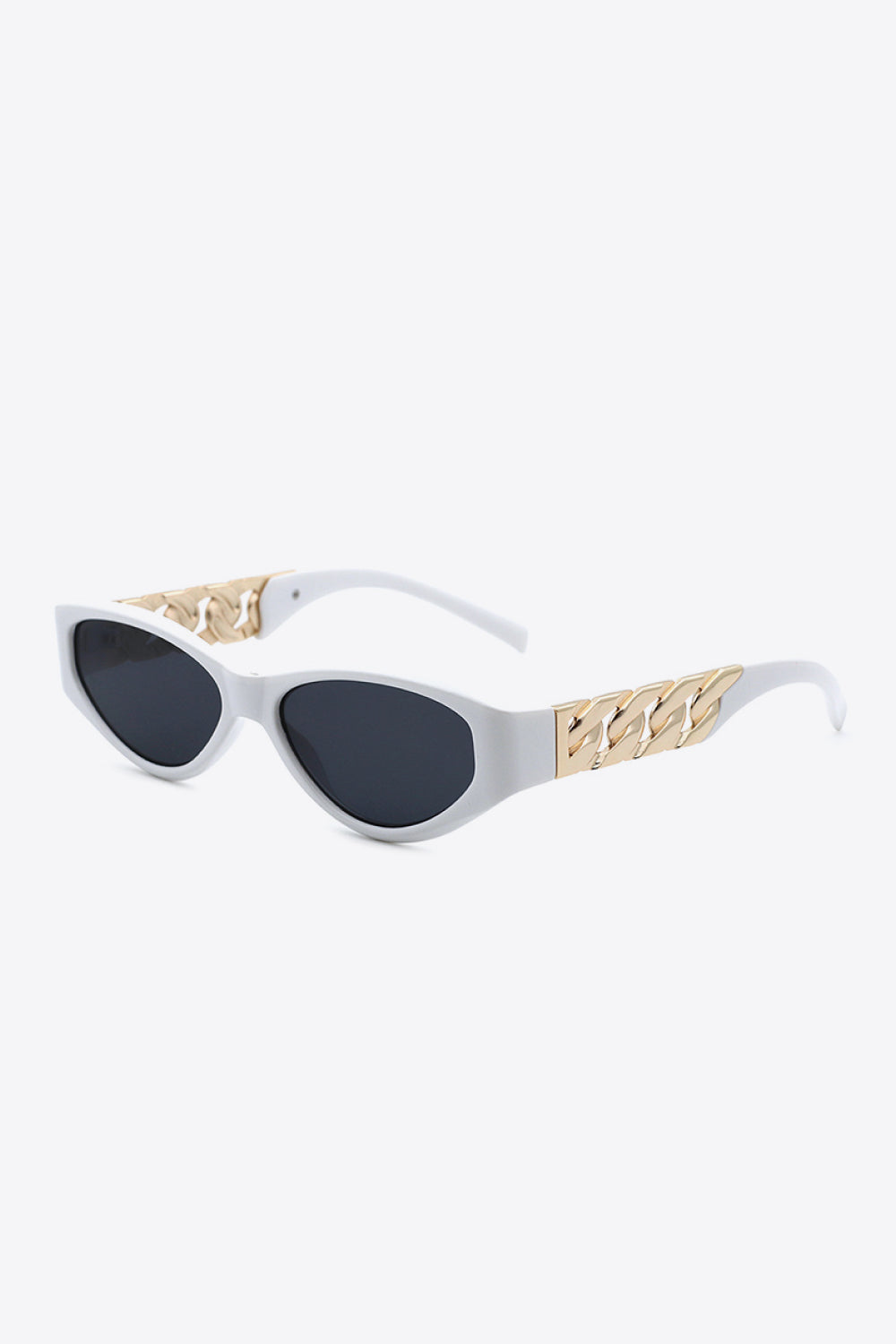 White Smoke Chain Detail Temple Cat Eye Sunglasses Sunglasses