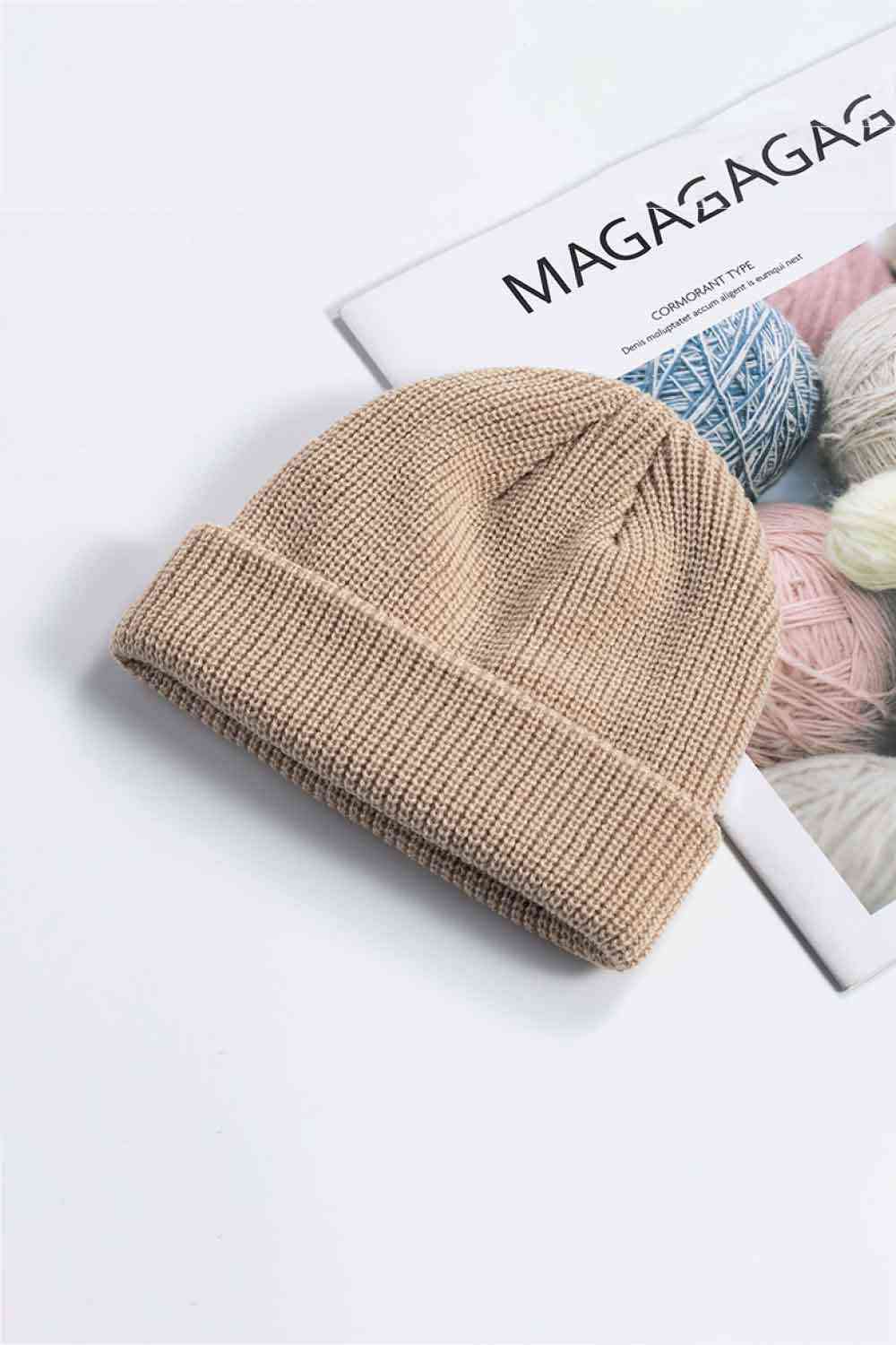 Light Gray Cozy Rib-Knit Cuff Beanie Winter Accessories