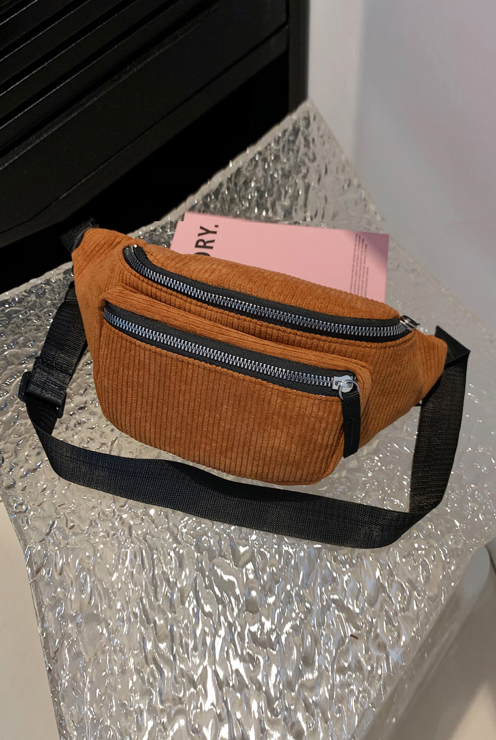 Rosy Brown Corduroy Sling Bag Handbags