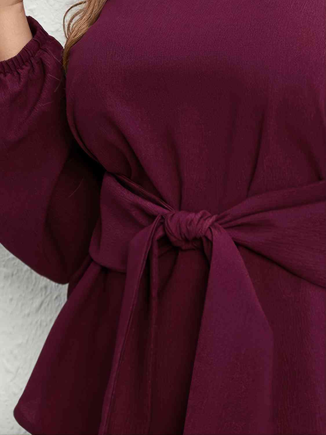 Black Plus Size Tie Front Long Sleeve Blouse Plus Size Clothes