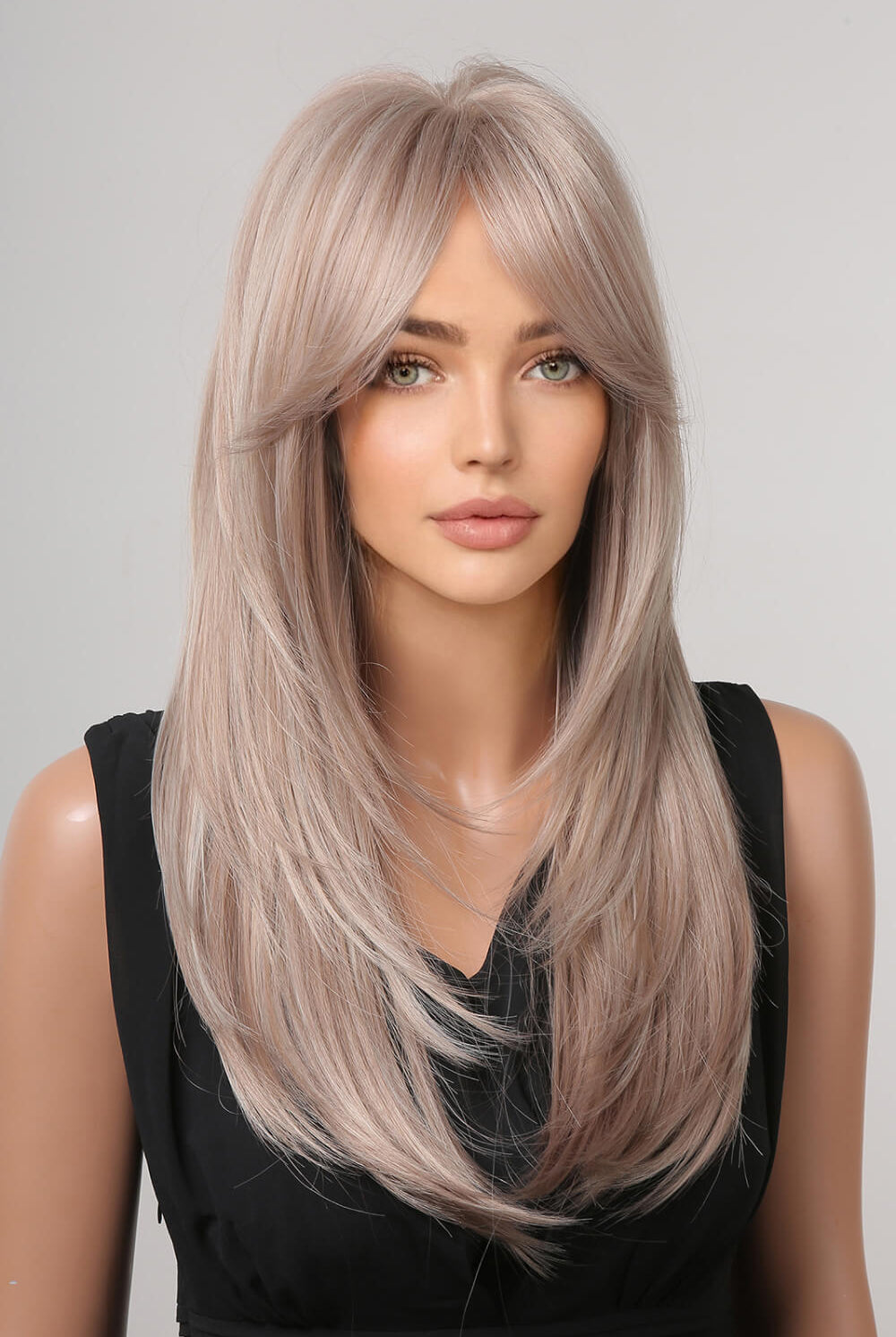 Dark Gray Look Alive 13*1" Full-Machine Wigs Synthetic Long Straight 22" Wigs