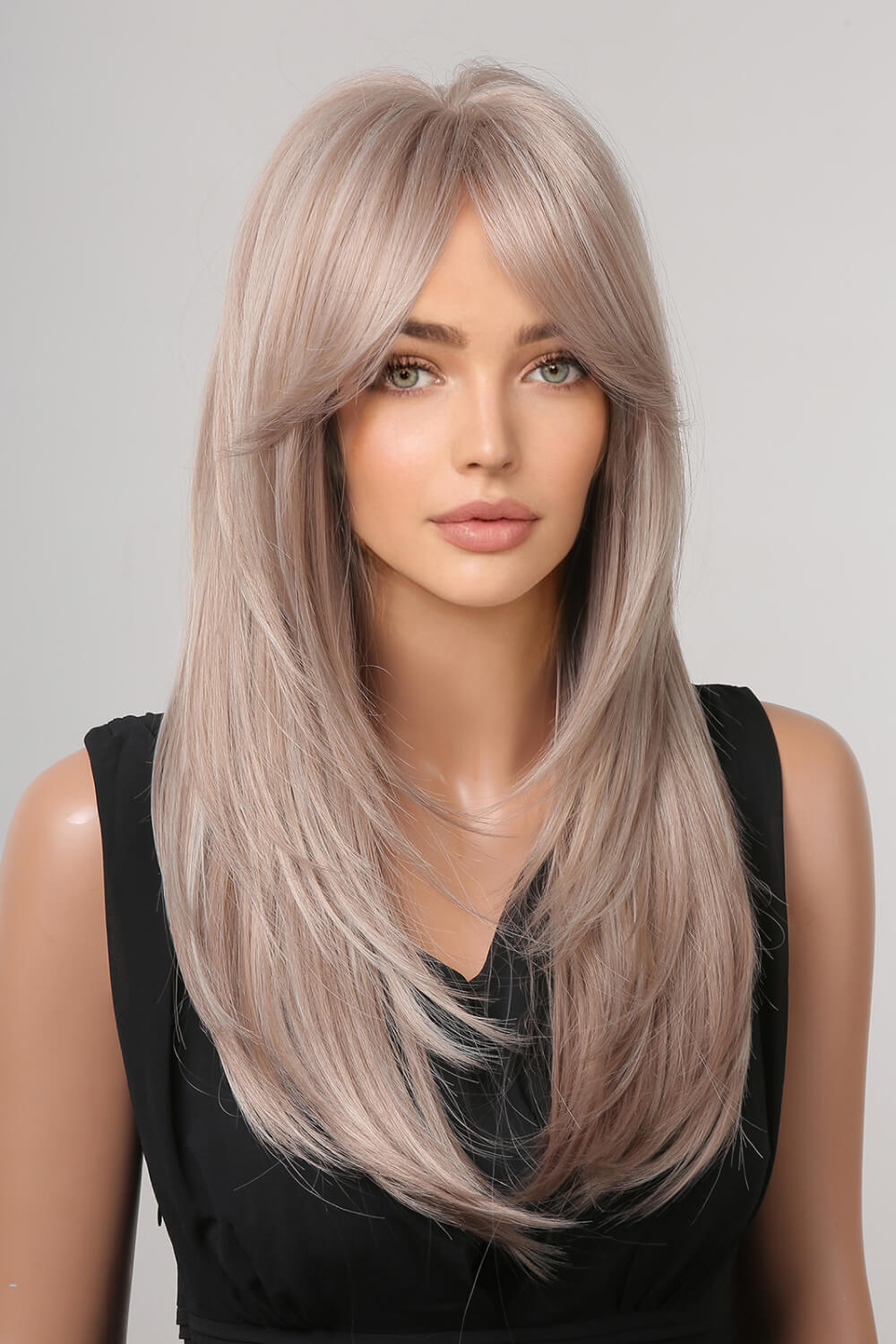 Dark Gray Look Alive 13*1" Full-Machine Wigs Synthetic Long Straight 22" Wigs