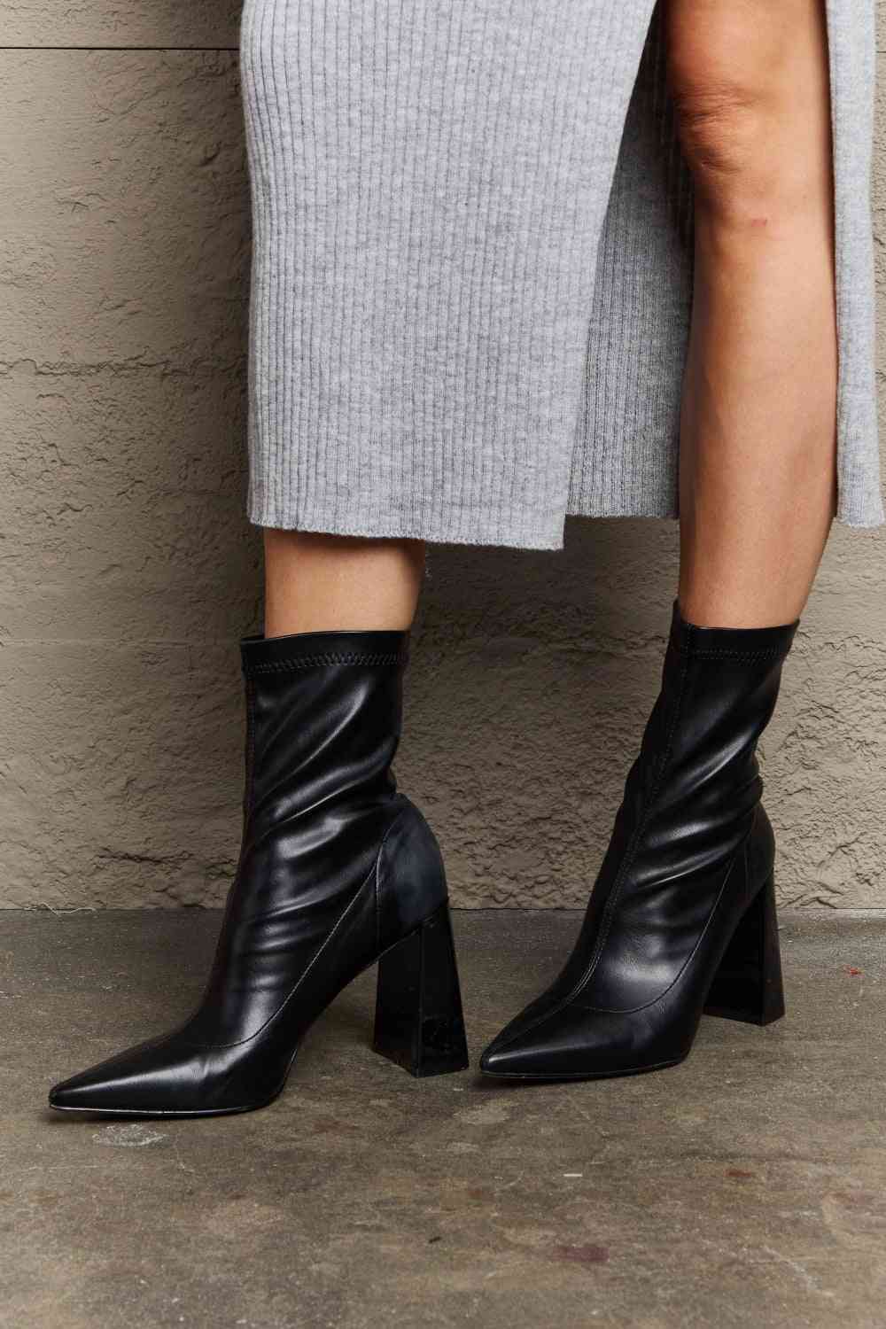 Dim Gray Stacy Block Heel Sock Boots Boots