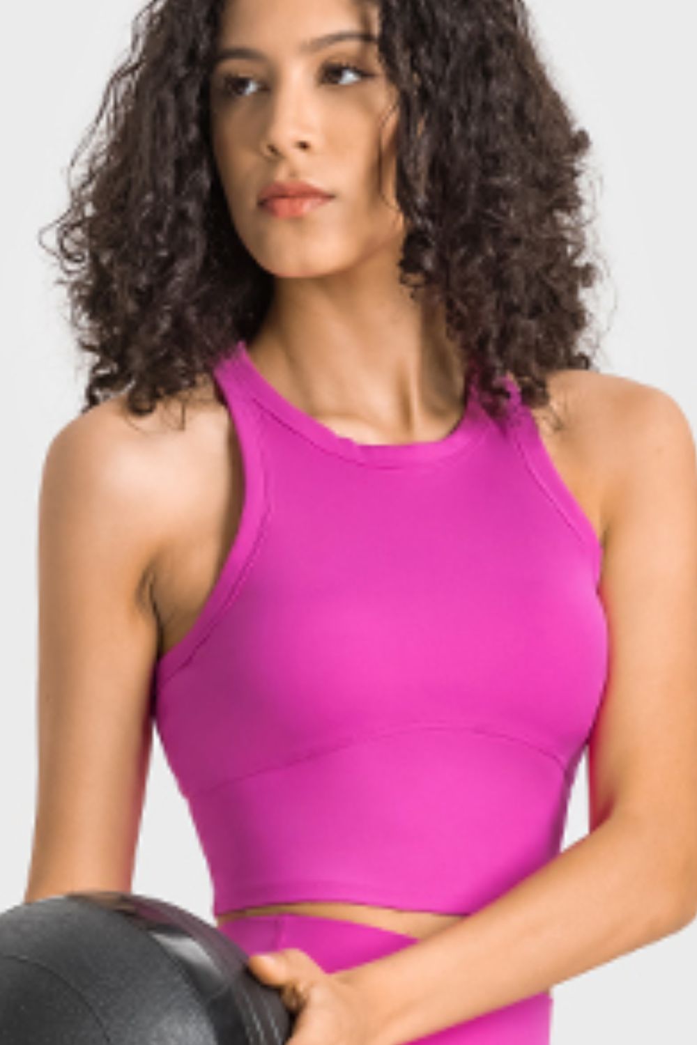 Tan Girl Power Racerback Cropped Sports Tank activewear