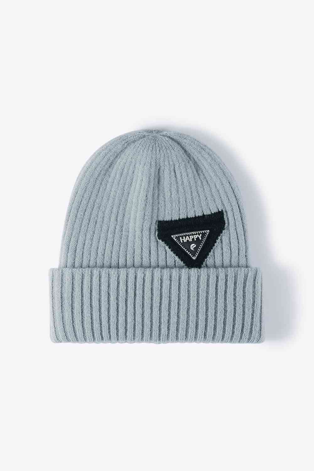 White Smoke HAPPY Contrast Beanie Winter Accessories