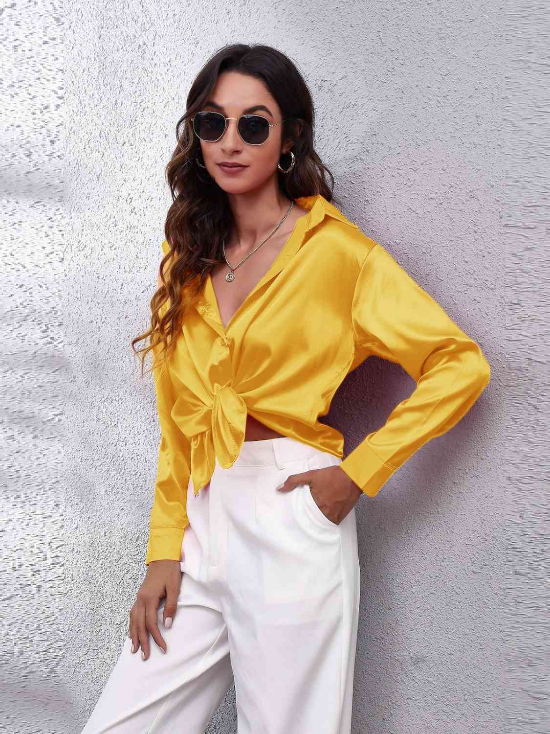 Light Gray Renaissance Collared Neck Buttoned Long Sleeve Shirt Long Sleeve Tops