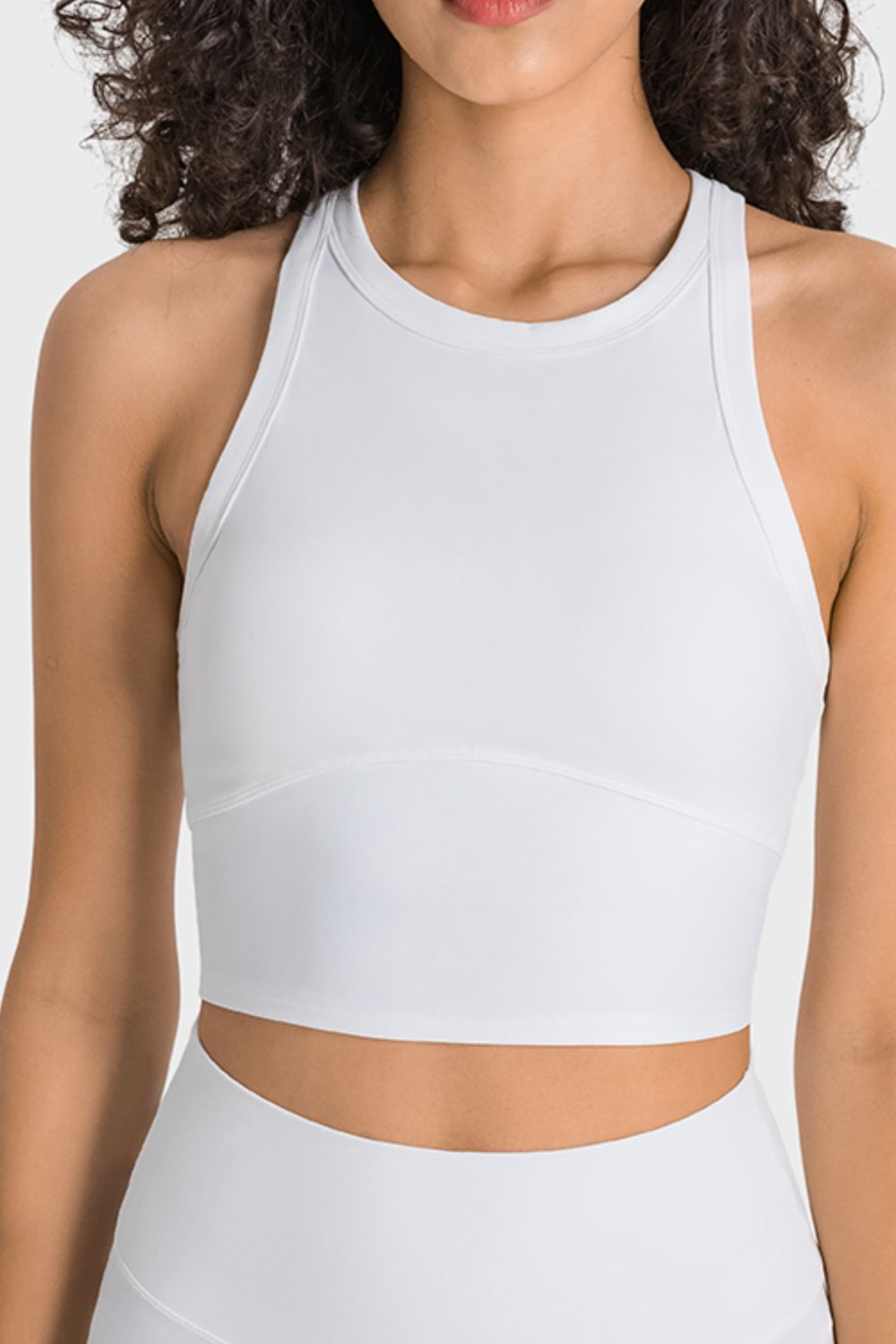 Light Gray Girl Power Racerback Cropped Sports Tank activewear
