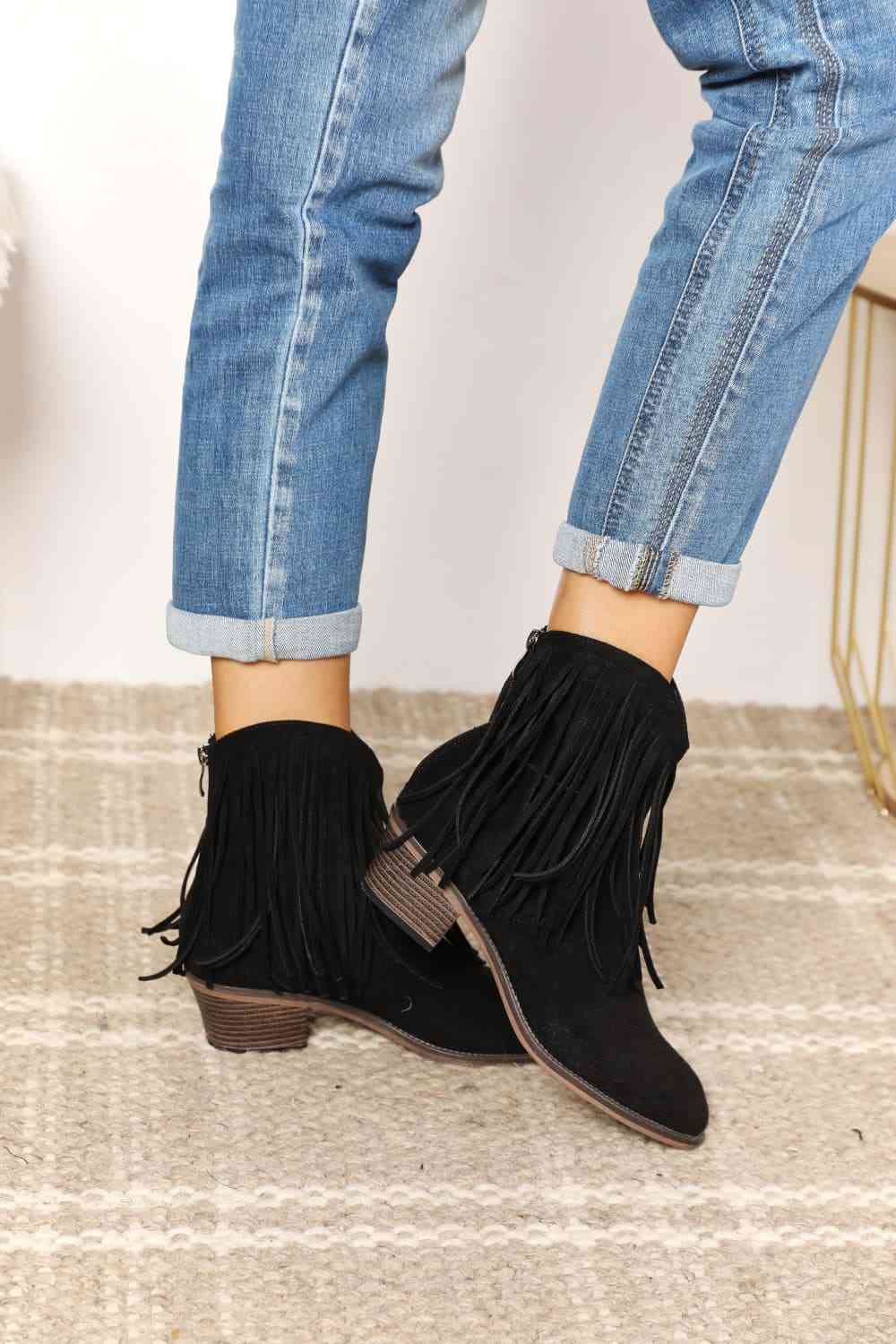Gray Legend Women's Fringe Cowboy Western Ankle Boots Shoes