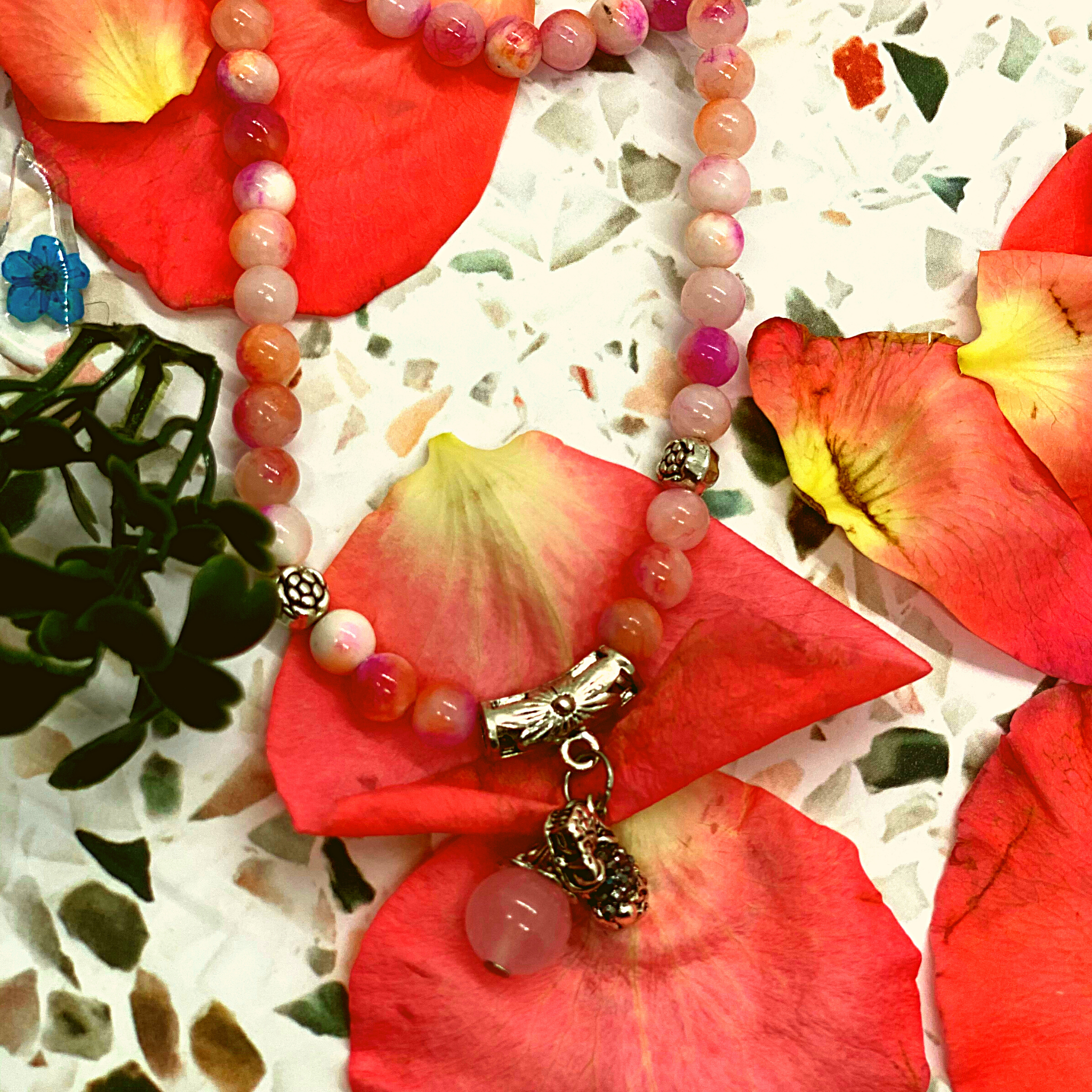 Chocolate Rose quartz beaded necklace Necklace