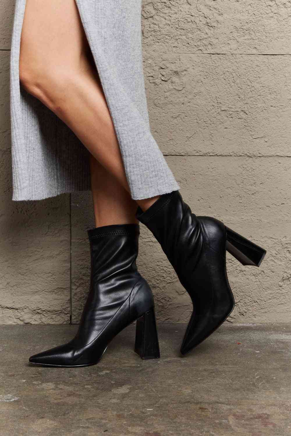 Slate Gray Stacy Block Heel Sock Boots Boots