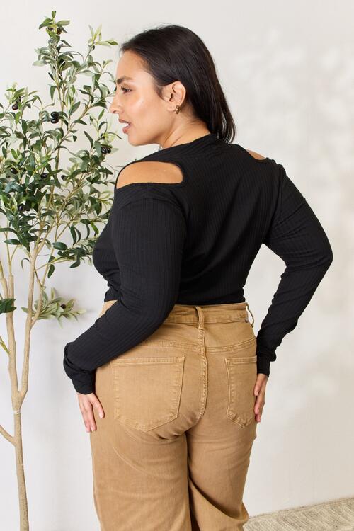 Black Love Always Finds You Full Size Ribbed Surplice Cold Shoulder Top New Year Looks