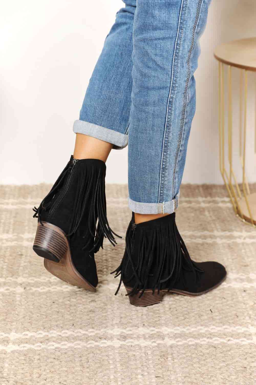 Light Gray Legend Women's Fringe Cowboy Western Ankle Boots Shoes