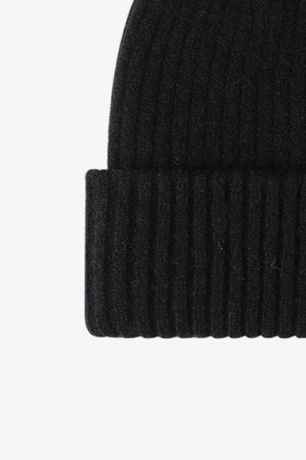 Black HAPPY Contrast Beanie Winter Accessories