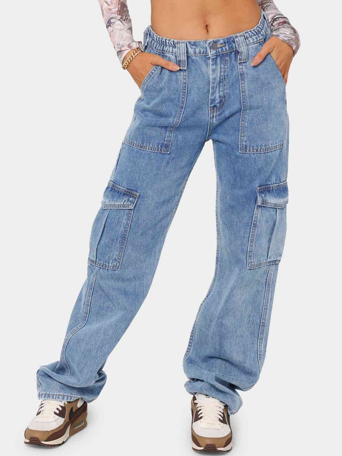 Lavender Like A Boy Straight Leg Cargo Jeans Pants
