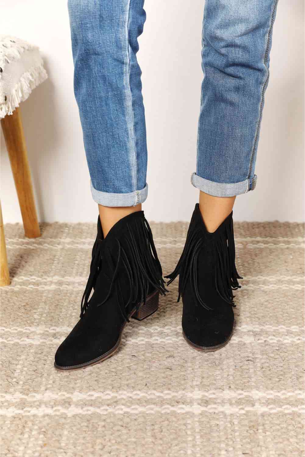 Gray Legend Women's Fringe Cowboy Western Ankle Boots Shoes