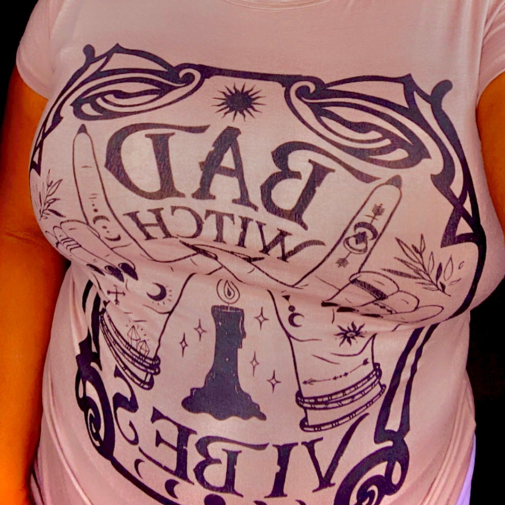 Rosy Brown Bad Witch Vibes T-Shirt Shirts & Tops