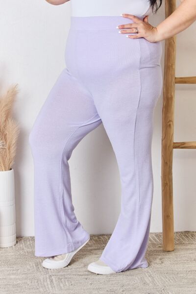 Light Gray Progress Not Perfection High Waist Ultra Soft Knit Flare Pants- Lavender activewear