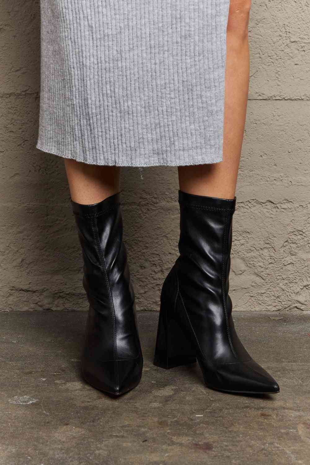 Dim Gray Stacy Block Heel Sock Boots Boots