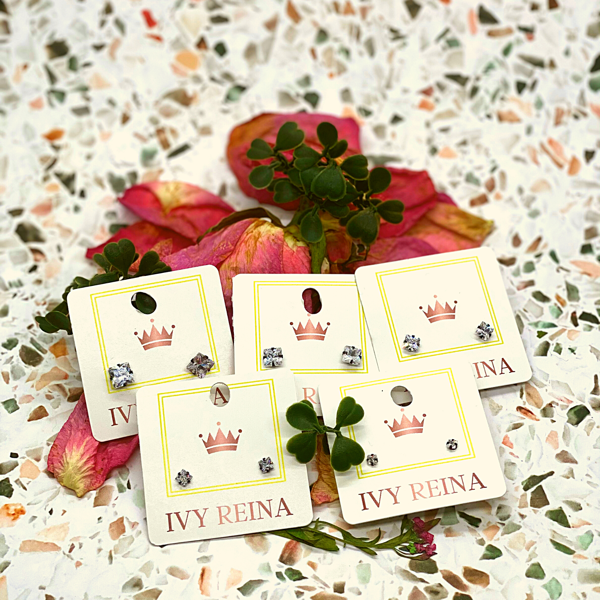 Brown Square CZ Earrings Accessories