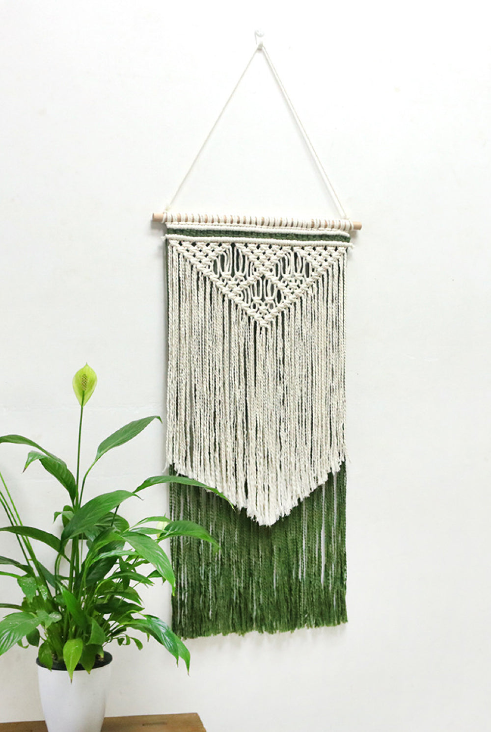 Beige Just Double Tap Contrast Fringe Handmade Macrame Wall Hanging Home