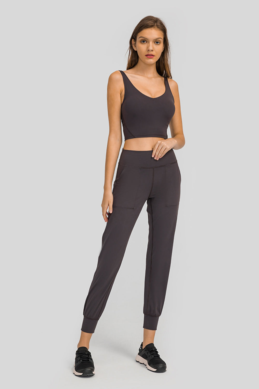 Light Gray Wide Waistband Slant Pocket Pants activewear