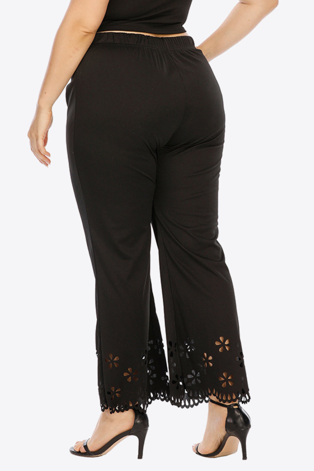 White Smoke Plus Size Openwork Elastic Waist Pants Plus Size Clothes