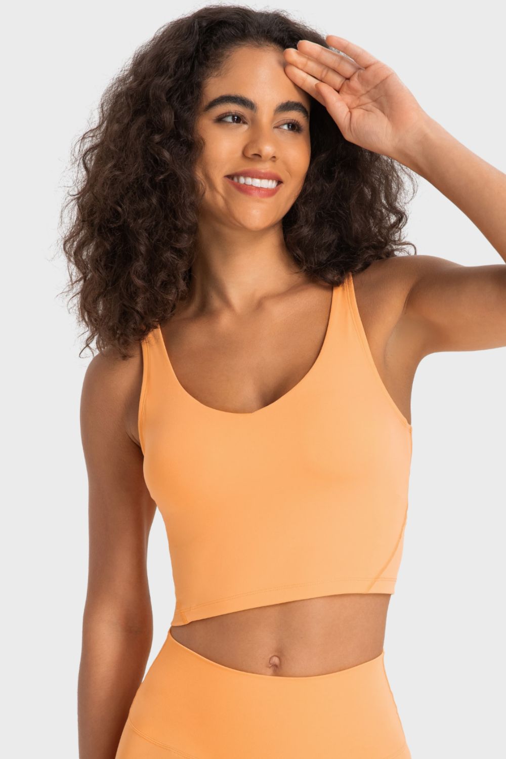 Dark Salmon Deep V-Neck Crop Sports Bra Clothes
