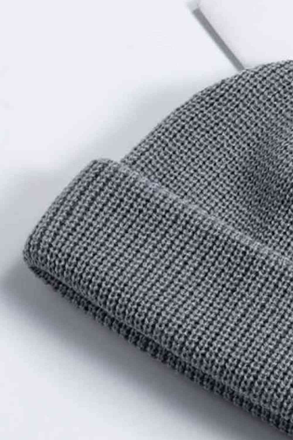 Light Gray Cozy Rib-Knit Cuff Beanie Winter Accessories