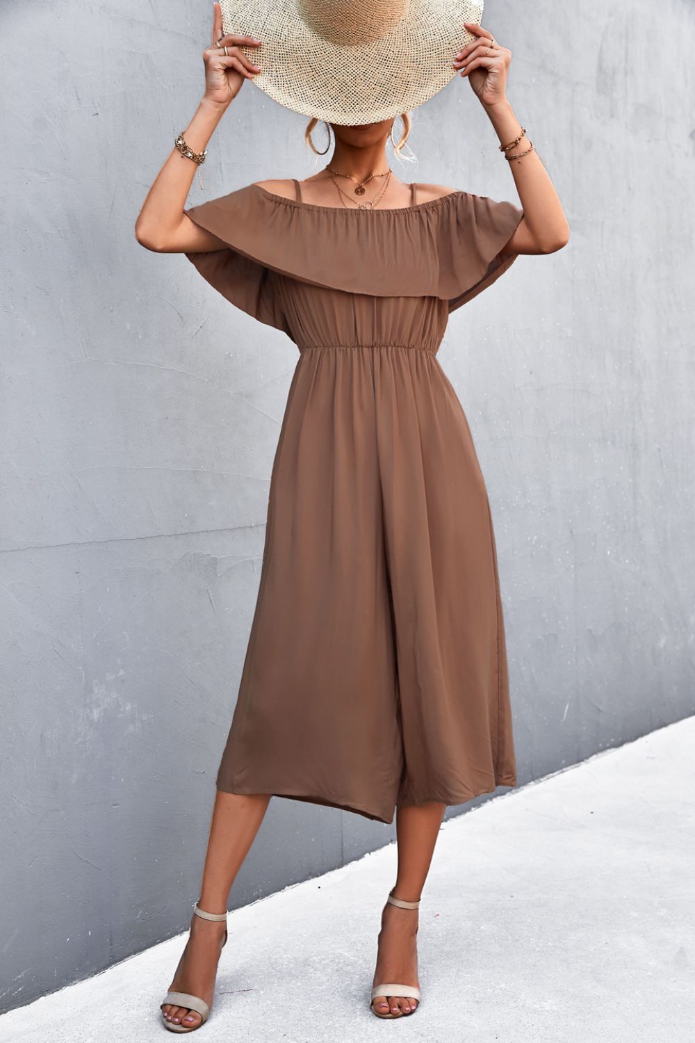 Gray With Friends Spaghetti Strap Layered Jumpsuit Jumpsuits & Rompers