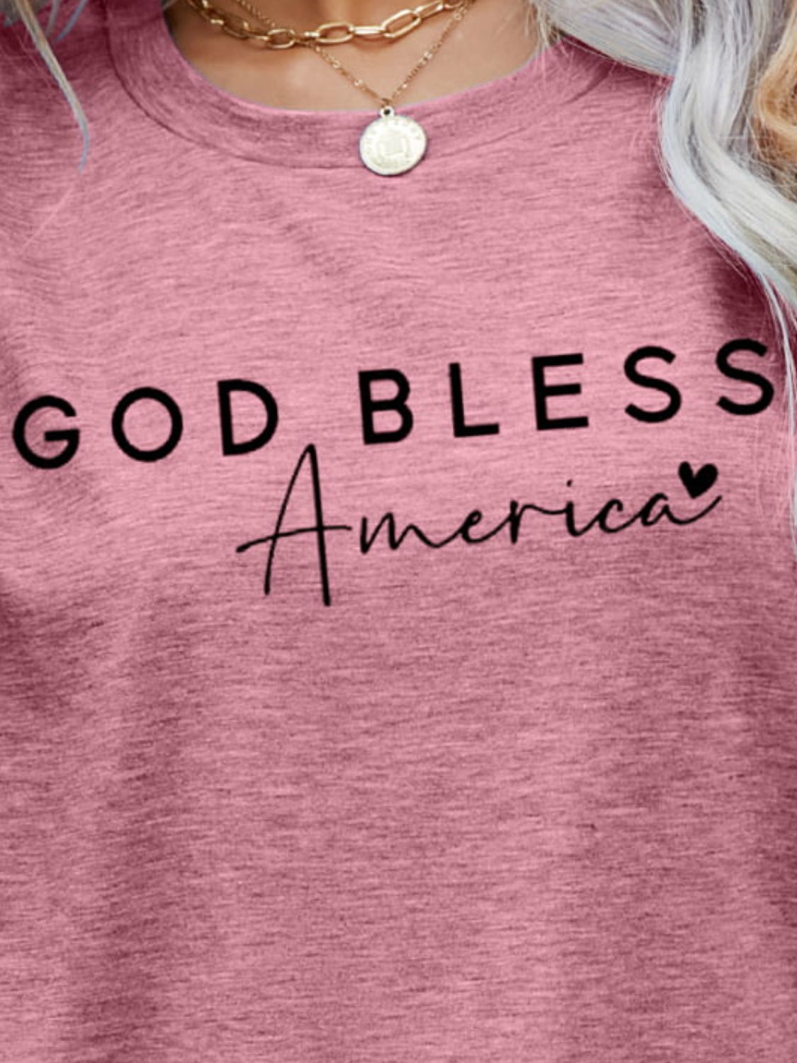 Rosy Brown GOD BLESS AMERICA Graphic Short Sleeve Tee Tops