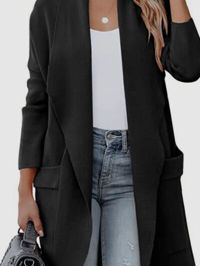 Dark Slate Gray Open Front Dropped Shoulder Outerwear Capsule