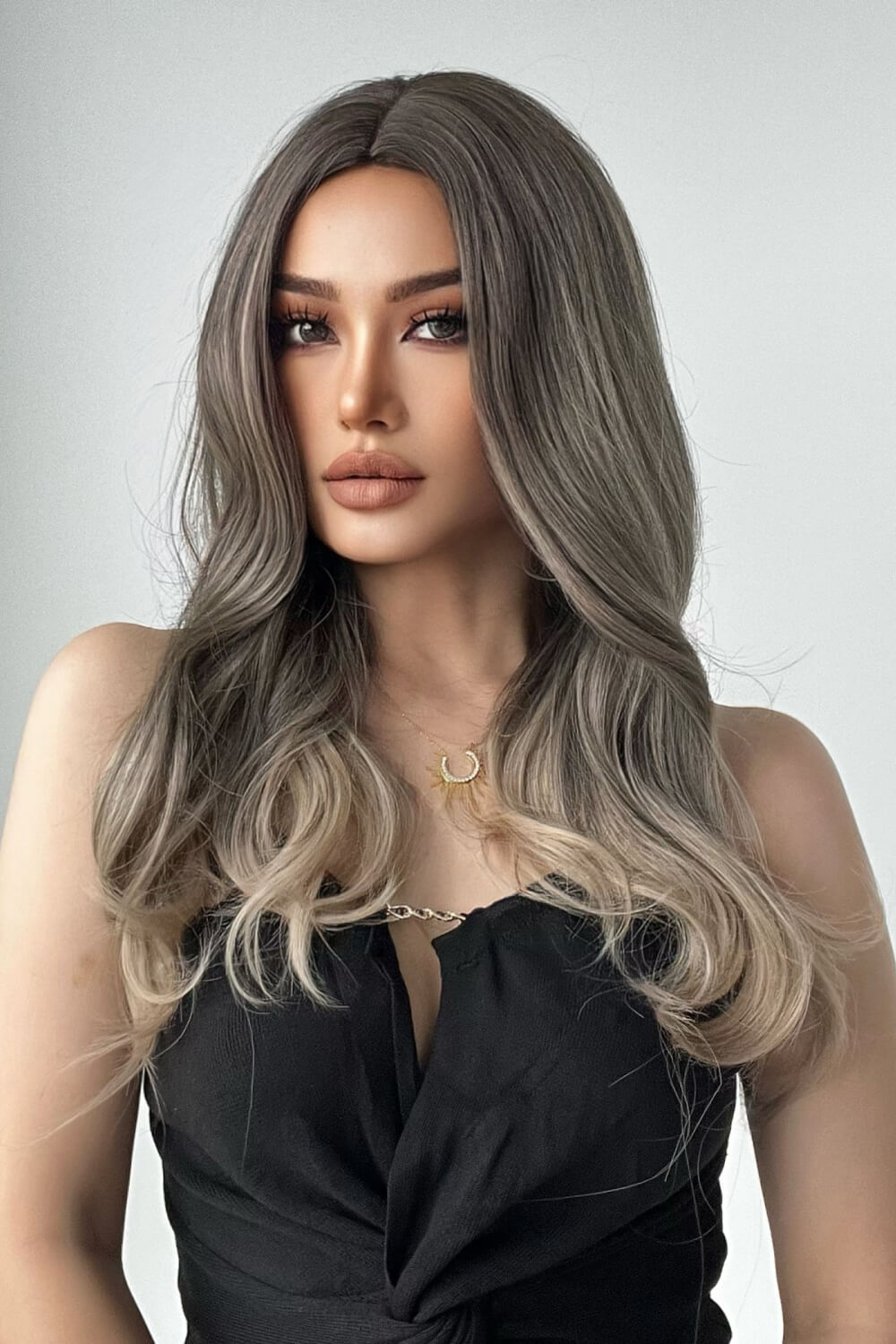 Gray Alexa 13*1" Full-Machine Wigs Synthetic Long Straight 24" Wigs