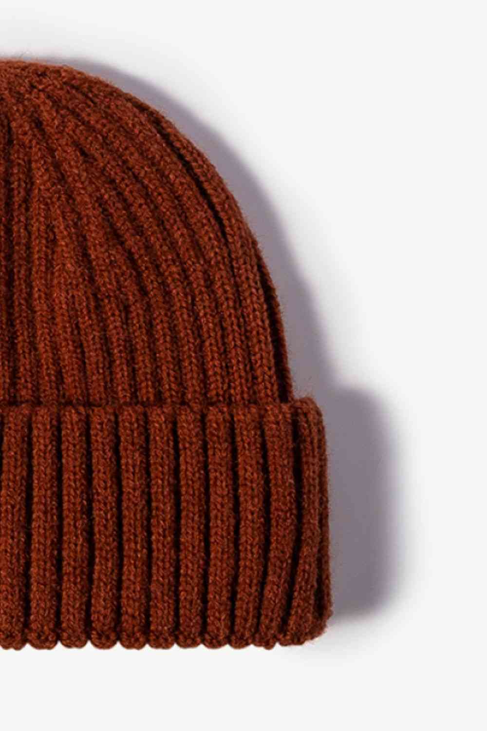 Saddle Brown Rib-Knit Cuff Beanie Winter Accessories
