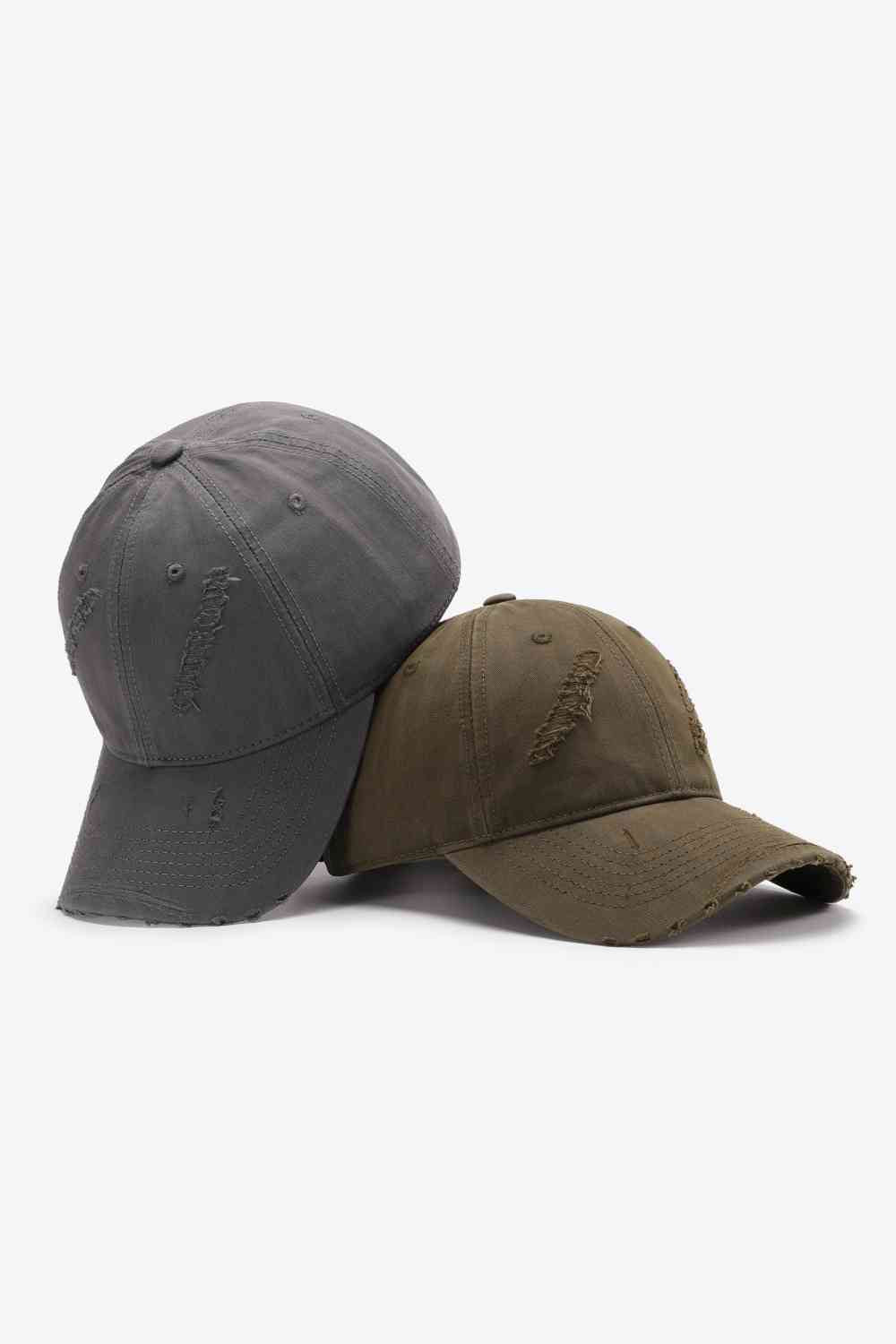 Dark Slate Gray Basic Distressed Adjustable Baseball Cap Hats