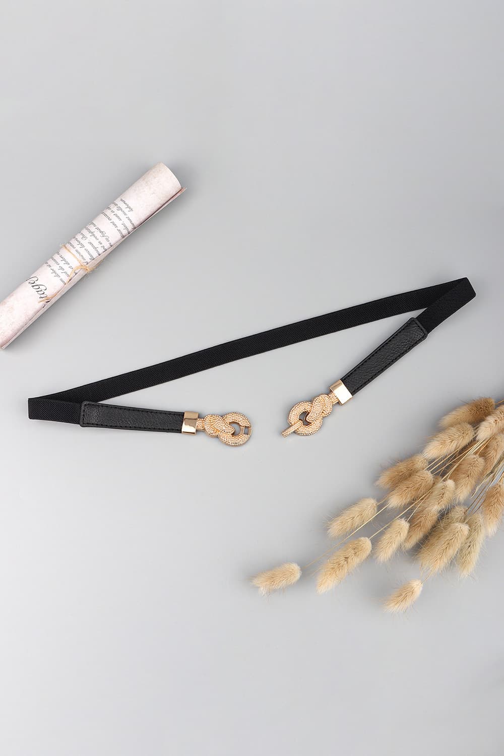 Light Gray Zinc Alloy Buckle PU Leather Belt Clothing