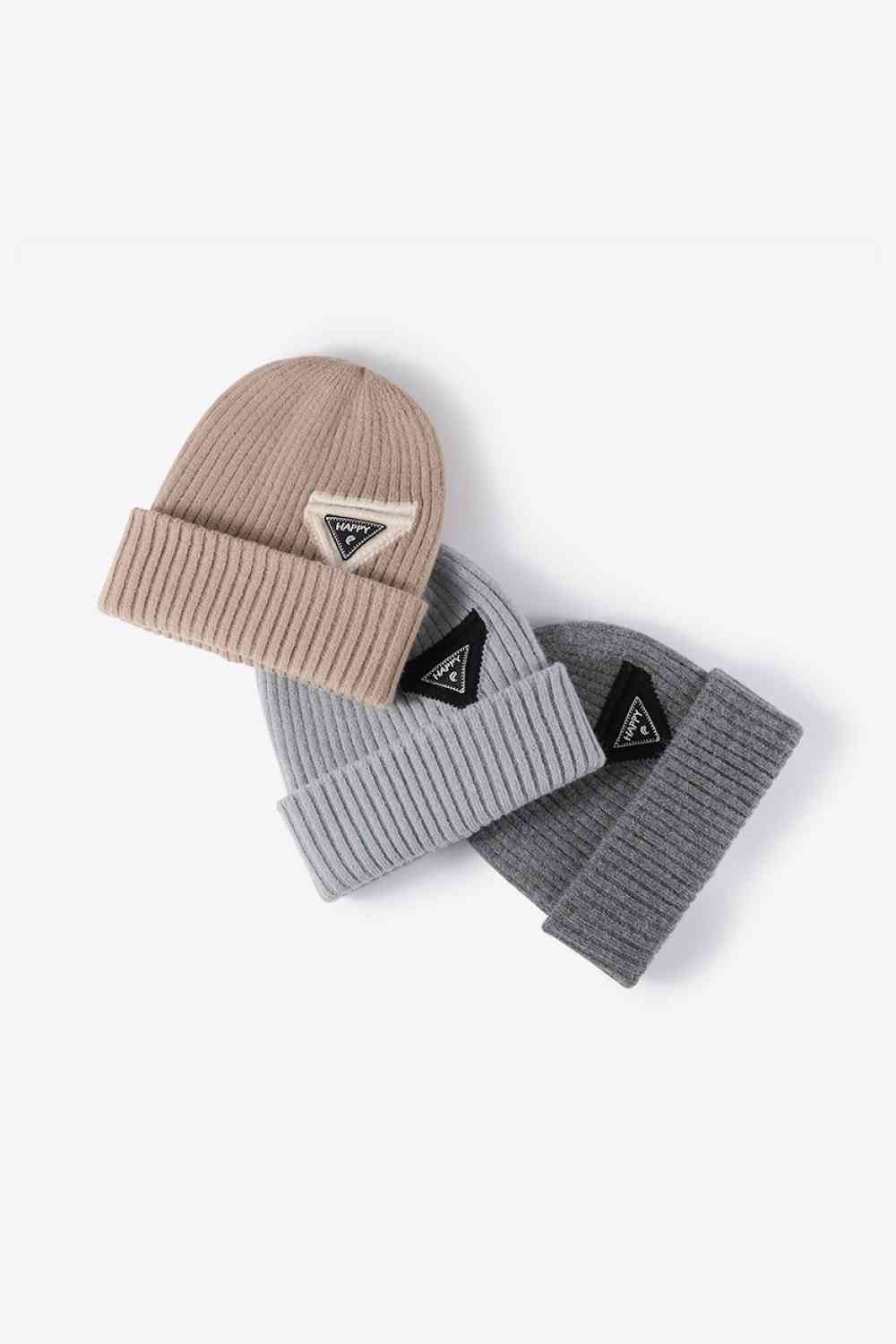 White Smoke HAPPY Contrast Beanie Winter Accessories